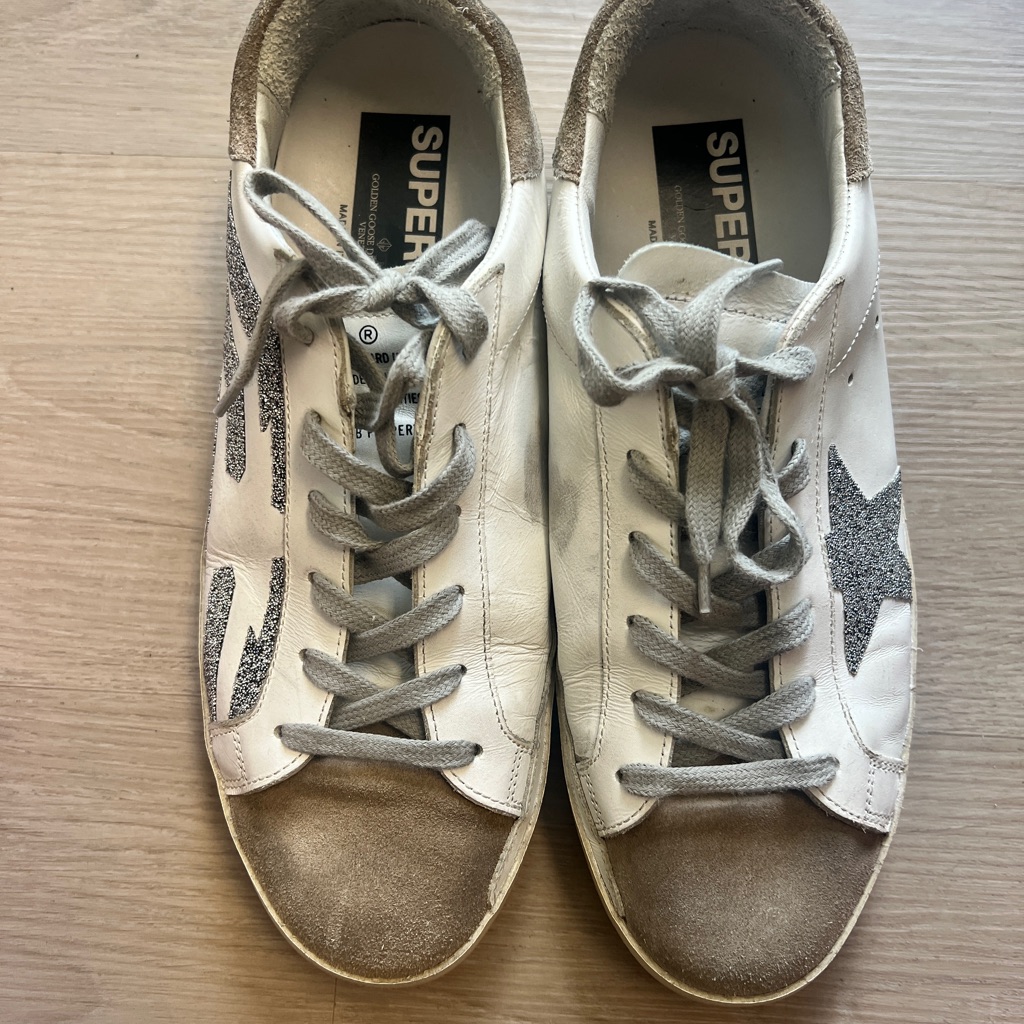 Superstar Golden Goose White And Gray Sneakers. Size 10